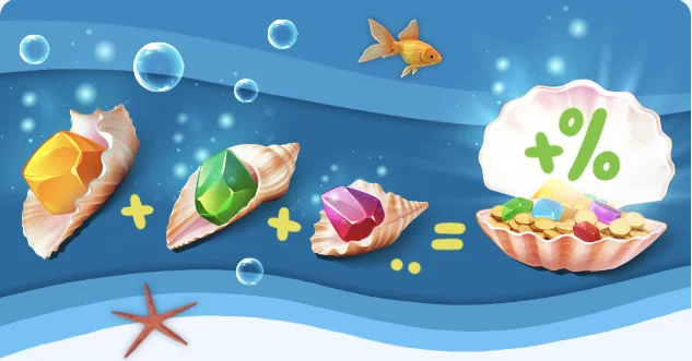 Conchiglie colorate e simboli di gioco nella grafica Welle